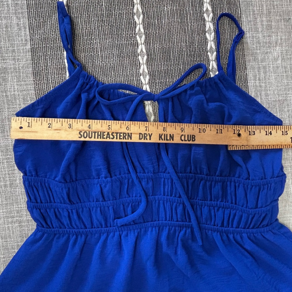 Royal Blue Maxi Sun Dress Beach Smocked sz Lhigh waisted Monteau Los Angeles NWT - Picture 4 of 8